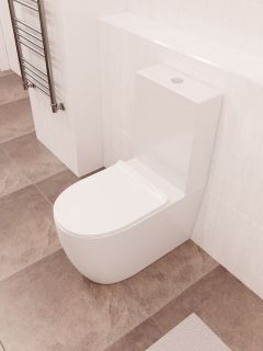 Чаша напольного унитаза AQUAme AQM1002 с крышкой-сиденьем белый глянцевый